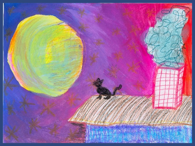 «Голубая луна». Рисунок Виталии Гасановой 3 класс.