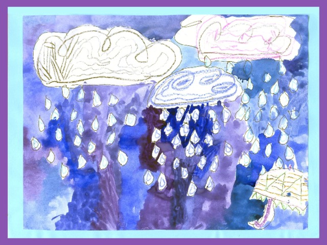«Дождик». Рисунок Евы Розенфельд 2 класс.