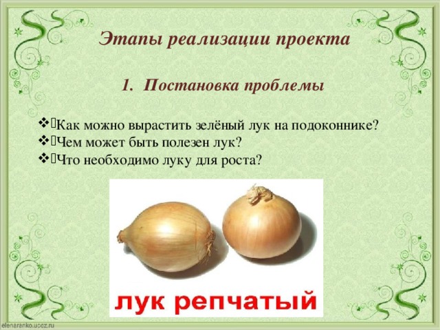 Этапы реализации проекта Постановка проблемы