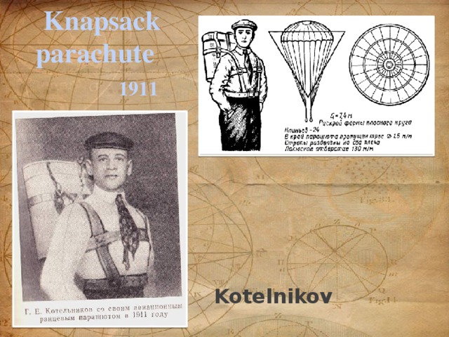 Knapsack parachute  1911  Kotelnikov