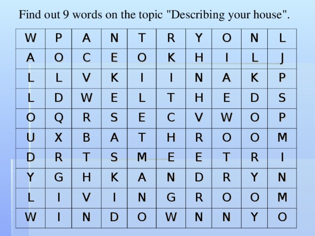 Find out 9 words on the topic 