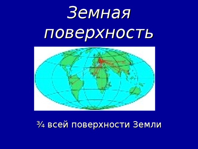 Земная поверхность ¾ всей поверхности Земли