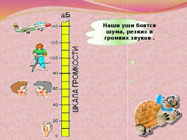 Наши уши боятся шума, резких и громких звуков .