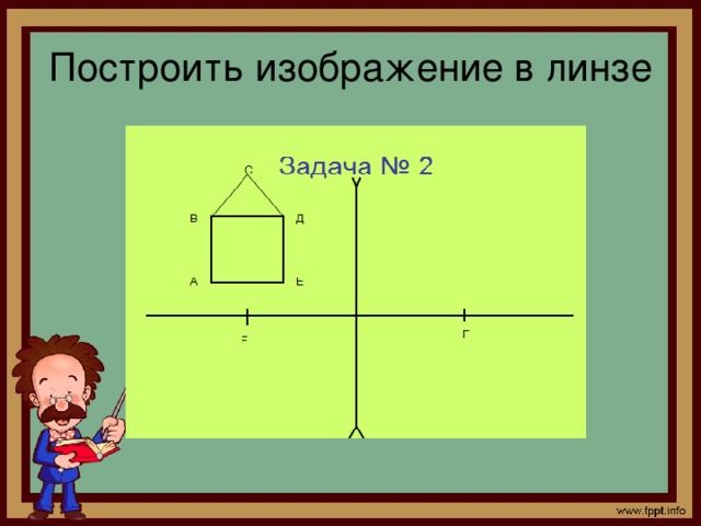 Построить изображение в линзе