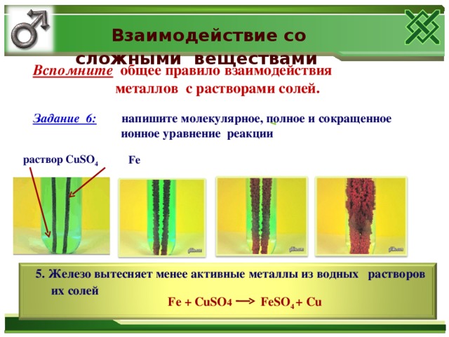 Взаимодействие металлов с растворами