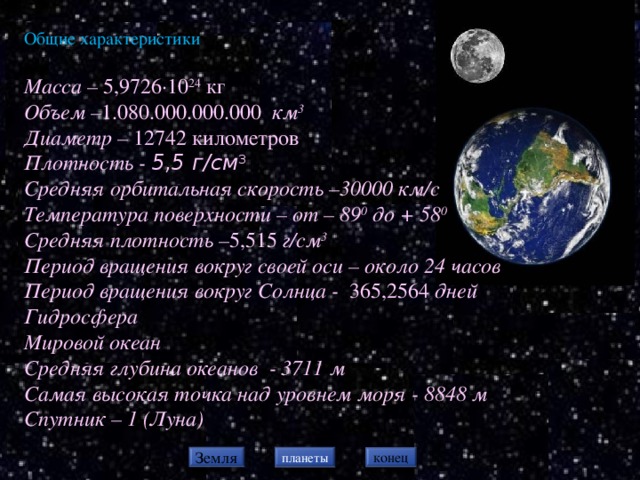 Реферат: Загальні характеристики планет Планета Земля 2