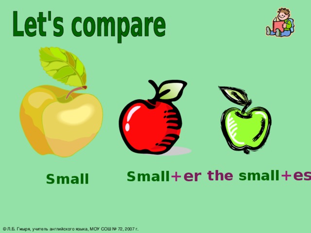 the  small + est Small + er Small © Л.Б. Гмыря, учитель английского языка, МОУ СОШ № 72, 2007 г.