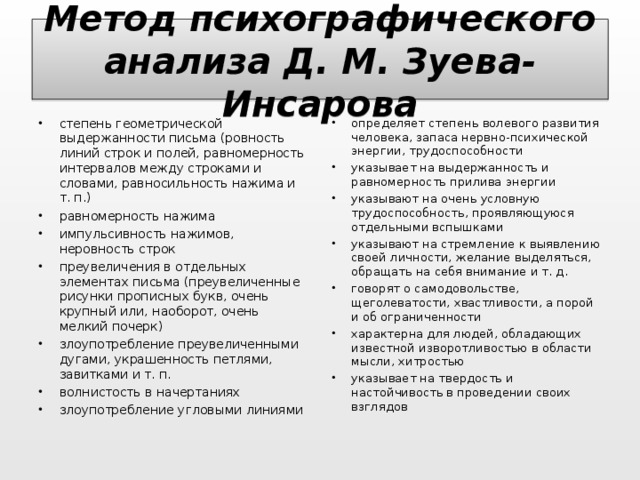 Метод психографического анализа Д. М. Зуева-Инсарова