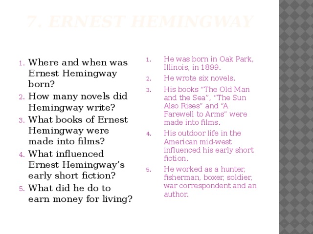 7. Ernest Hemingway