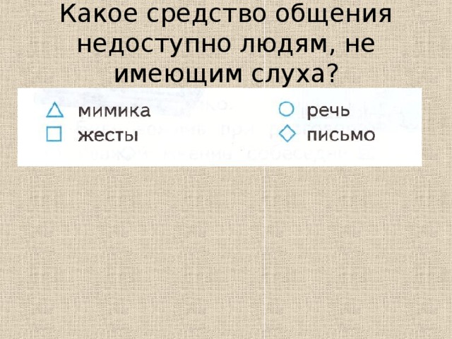 Какое средство общения недоступно людям, не имеющим слуха?