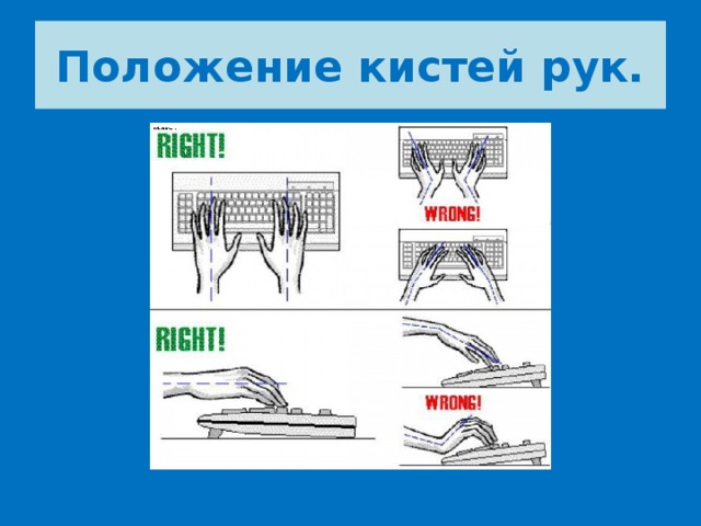 Положение кистей рук.