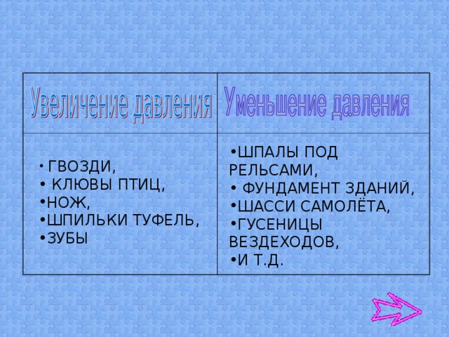 ШПАЛЫ ПОД РЕЛЬСАМИ,  ФУНДАМЕНТ ЗДАНИЙ, ШАССИ САМОЛЁТА, ГУСЕНИЦЫ ВЕЗДЕХОДОВ, И Т.Д.  ГВОЗДИ,  КЛЮВЫ ПТИЦ, НОЖ, ШПИЛЬКИ ТУФЕЛЬ, ЗУБЫ