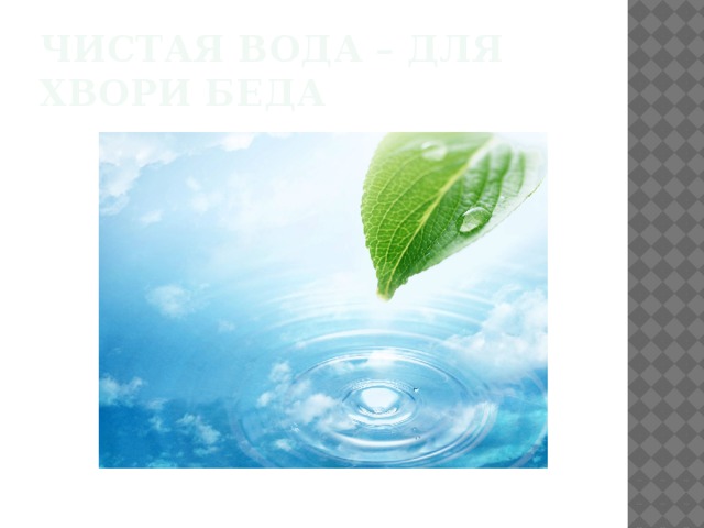 Чистая вода – для хвори беда