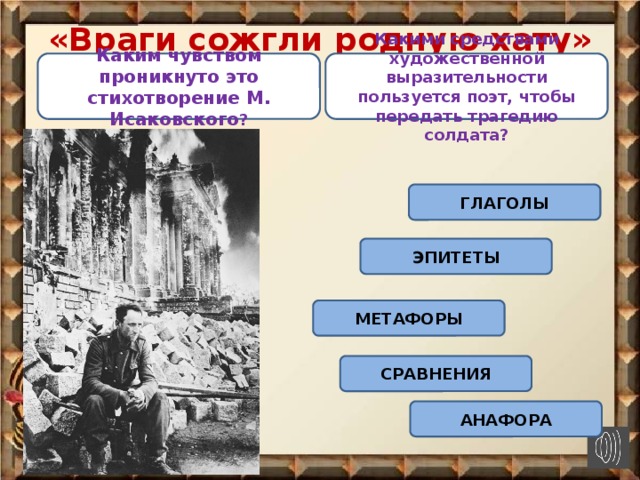 Враги сожгли родную хату анализ стихотворения по плану