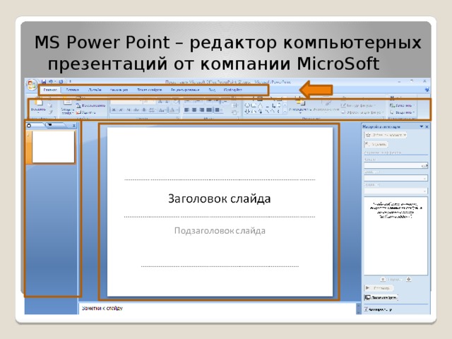 MS Power Point – редактор компьютерных презентаций от компании MicroSoft MS Power Point