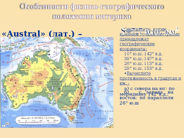 Географические координаты австралии 7 класс