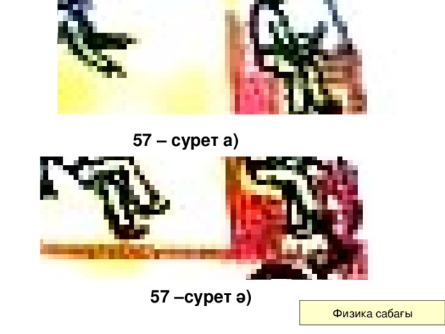 57 – сурет а)  57 –сурет ә) Физика сабағы