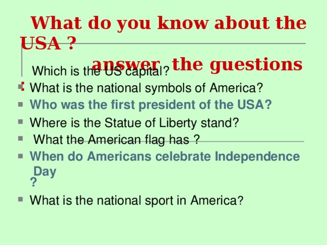 What do you know about the USA ?  answer the guestions :      Which is the US capital ?
