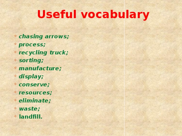 Useful vocabulary