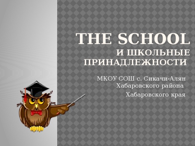 THE SCHOOL  и школьные  принадлежности МКОУ СОШ с. Сикачи-Алян Хабаровского района Хабаровского края
