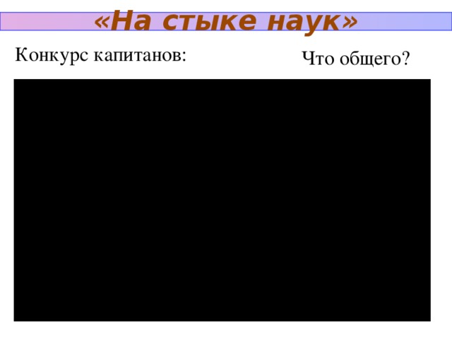 «На стыке наук» Конкурс капитанов: Что общего?