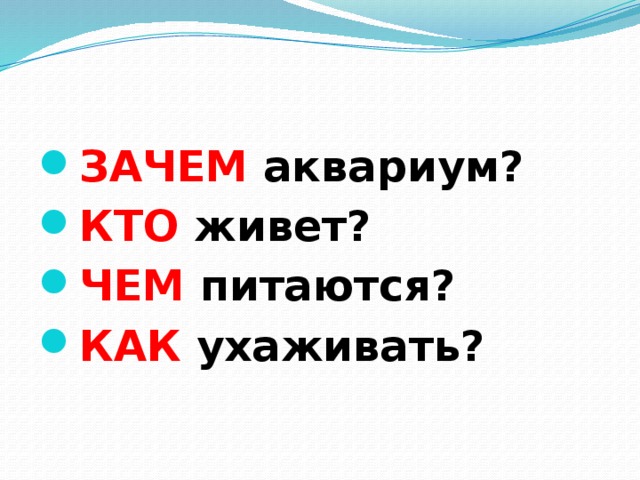 ЗАЧЕМ аквариум? КТО живет? ЧЕМ питаются? КАК ухаживать?