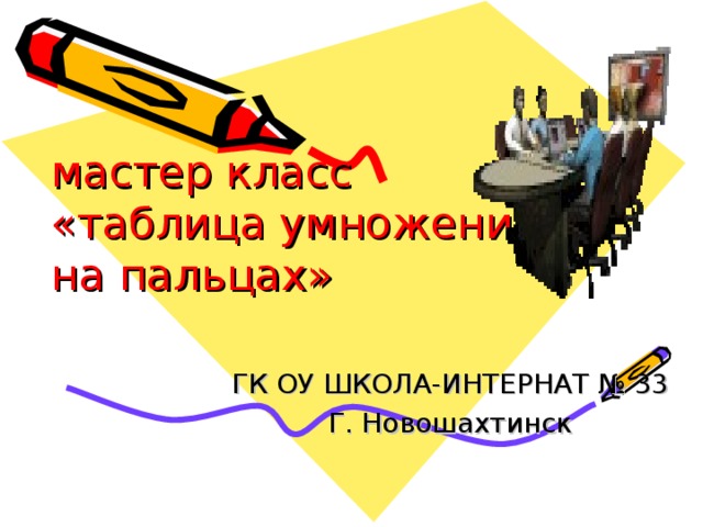 мастер класс  «таблица умножения  на пальцах» ГК ОУ ШКОЛА-ИНТЕРНАТ № 33 Г. Новошахтинск