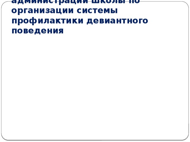 Алгоритм действий администрации школы по организации системы профилактики девиантного поведения