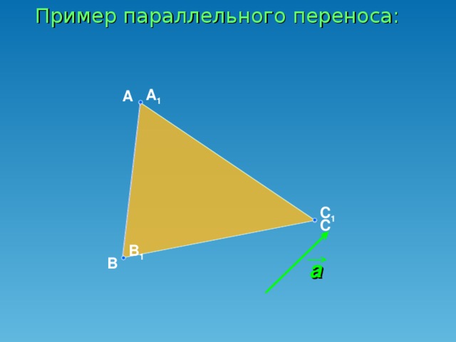 Пример параллельного переноса: A 1 А C 1 С B 1 В a