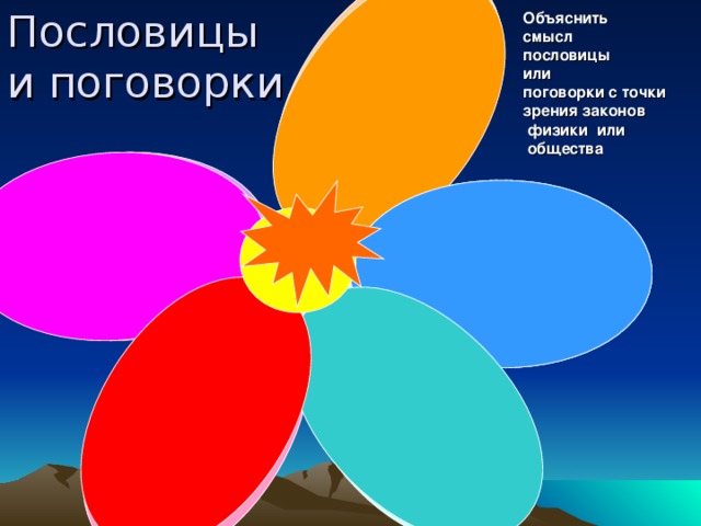 Пословицы и поговорки Правда, что масло, Везде наверх всплывает   Шила в мешке  не утаишь На вору шапка горит  Как аукнется, Так и  откликнется Дуракам закон не писан Объяснить смысл пословицы или поговорки с точки зрения законов  физики или  общества