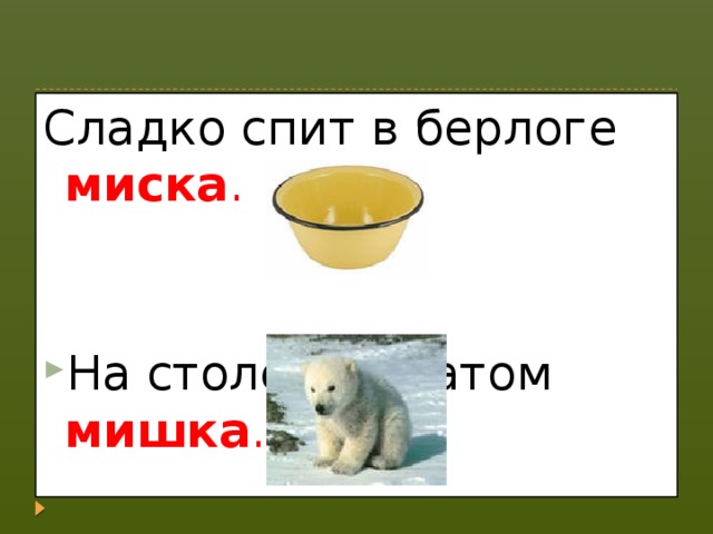 Сладко спит в берлоге миска .