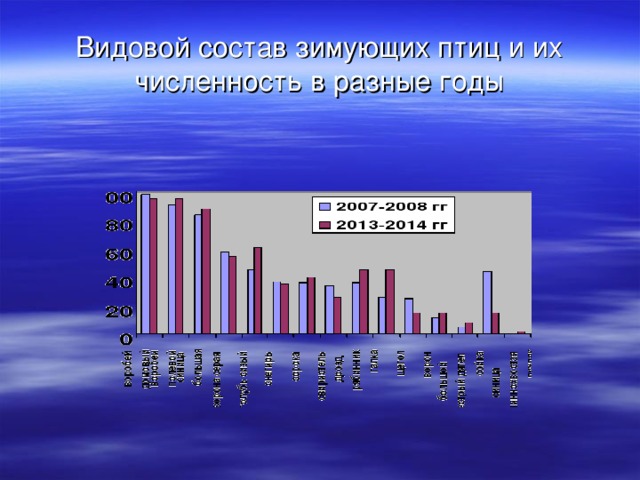 Видовой состав зимующих птиц и их численность в разные годы