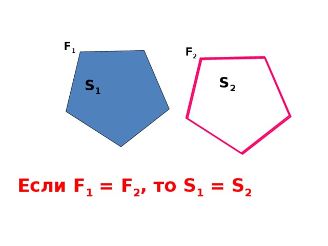 F 1 F 2 S 2 S 1 Если F 1 = F 2 , то S 1 = S 2