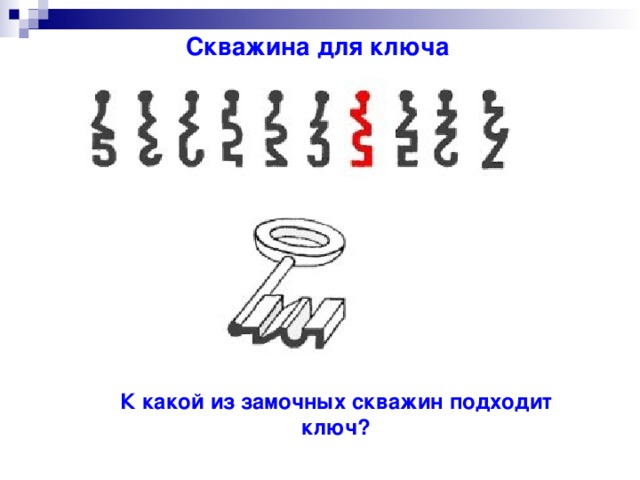 Скважина для ключа К какой из замочных скважин подходит ключ?