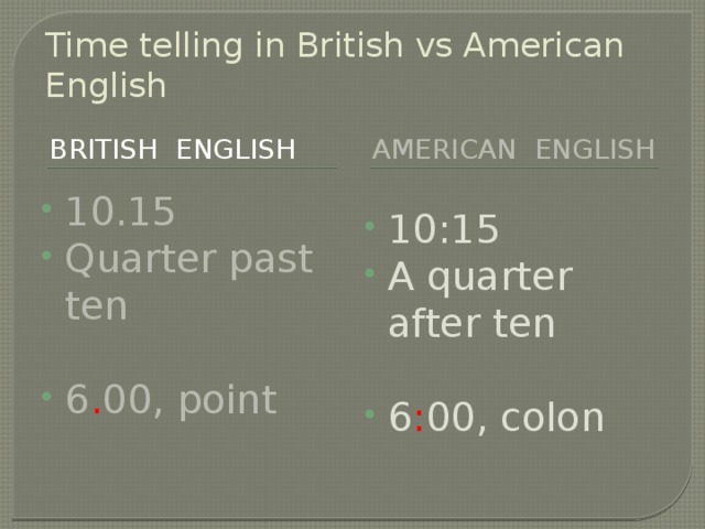 Time telling in British vs American English British english American english