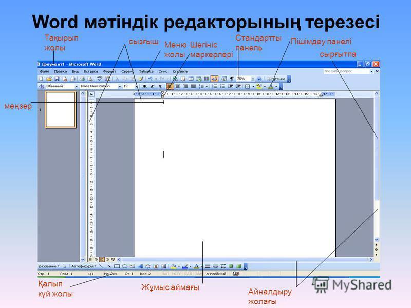 Word мәтіндік редакторы қмж