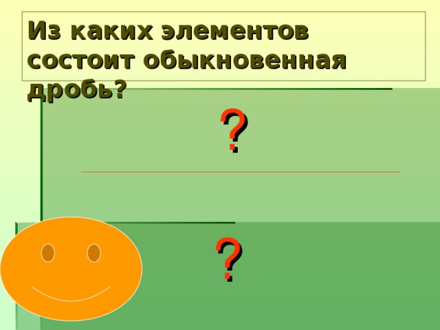 Из каких элементов состоит обыкновенная дробь? ?  ?