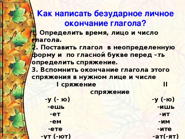 Составить окончание. Правописание безударных личных окончаний глаголов. Правила правописания безударных окончаний глаголов 1 и 2 спряжения. Как пишутся безударные личные окончания глаголов. Правописание безударных личных окончаний глаголов 1 и 2 спряжения.