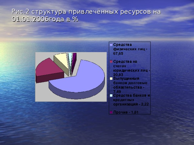 Рис.2 структура привлечённых ресурсов на 01.01.2006года в %