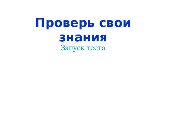 Проверь свои знания Запуск теста