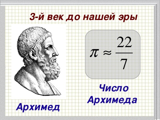 3-й век до нашей эры Число Архимеда Архимед