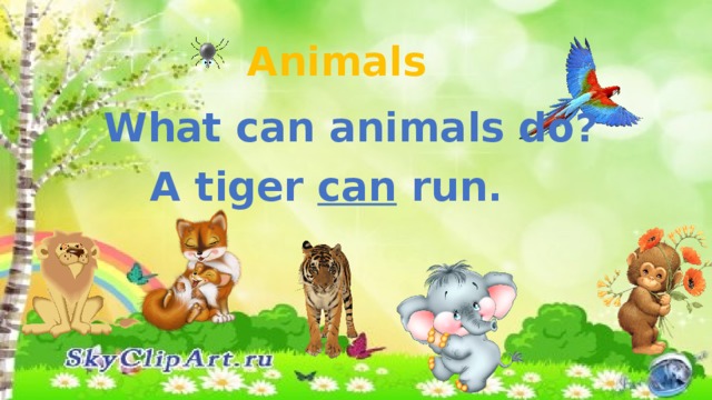Animals What can animals do? A tiger can run.