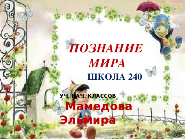 ПОЗНАНИЕ  МИРА  ШКОЛА 240  УЧ. НАЧ. КЛАССОВ  Мамедова Эльмира