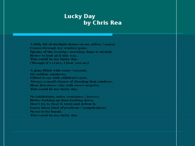 Lucky Day by Chris Rea