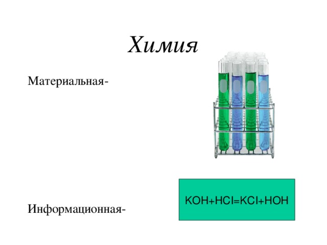 Химия Материальная- Информационная- KOH+HCI=KCI+HOH