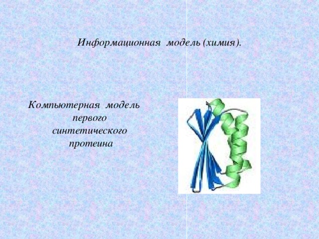 Информационная модель (химия). Компьютерная модель первого синтетического протеина