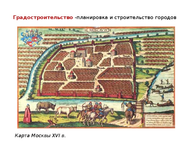 Градостроительство -планировка и строительство городов   Карта Москвы XVI в .