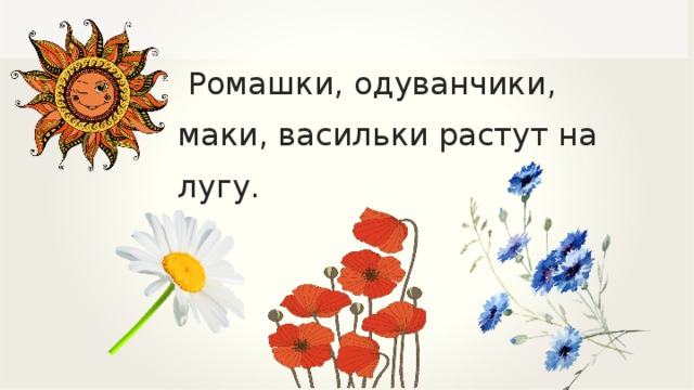 Вокруг каждого дома росли цветы маргаритки ромашки одуванчики схема предложения