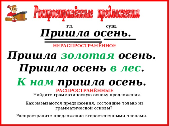 Распространенные и нераспространенные предложения 4 класс презентация