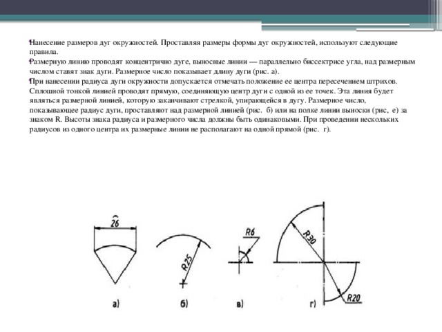 Радиус дуги на чертеже обозначение